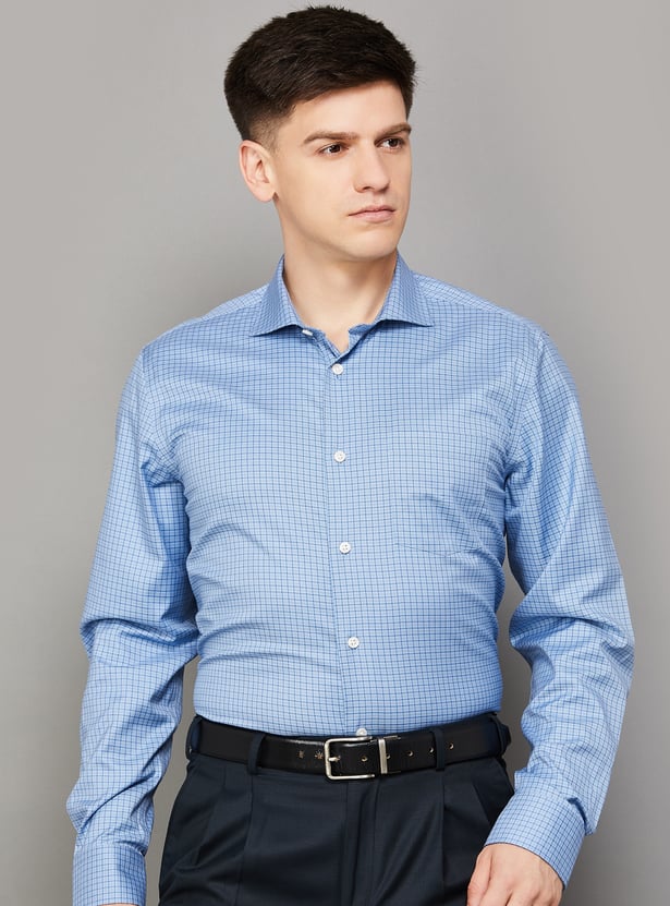 BLACKBERRYS Checked Slim Fit Formal Shirt