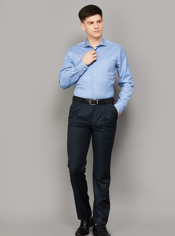 BLACKBERRYS Checked Slim Fit Formal Shirt