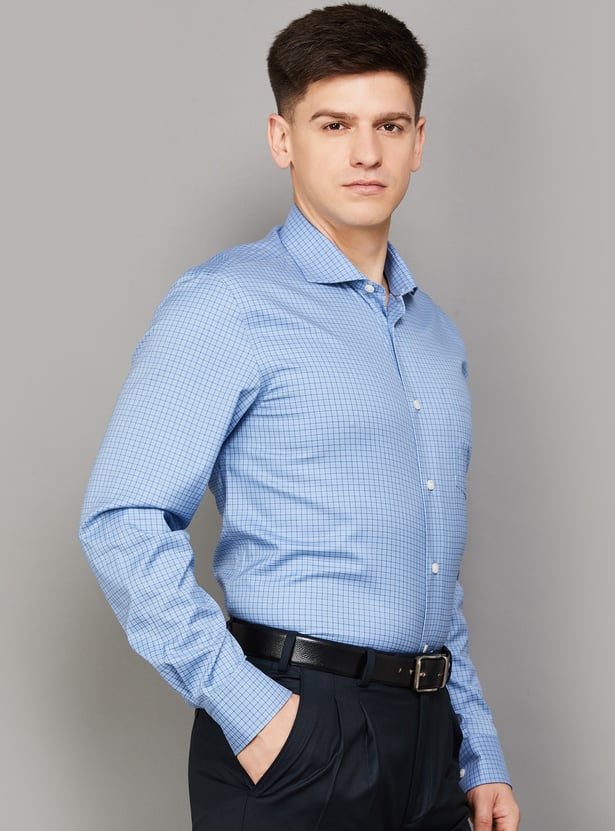 BLACKBERRYS Checked Slim Fit Formal Shirt