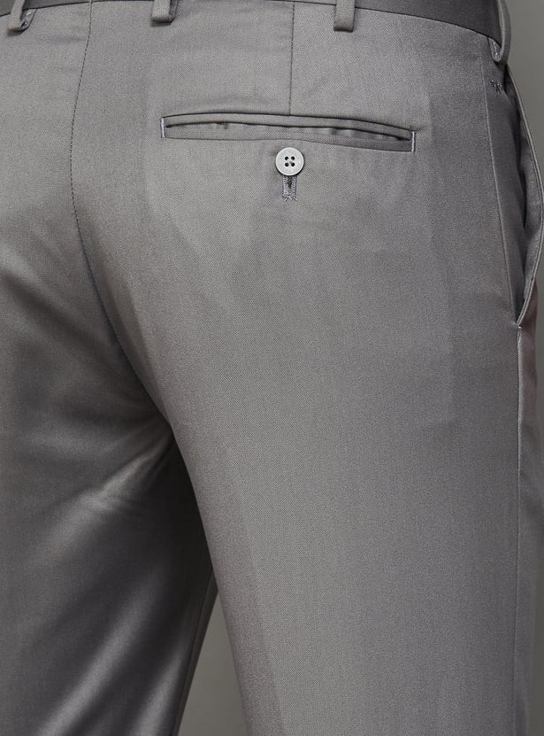 PARK AVENUE Solid Slim Straight Formal Trousers