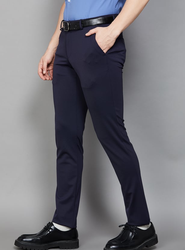 VAN HEUSEN Textured Super Slim Fit Formal Trousers