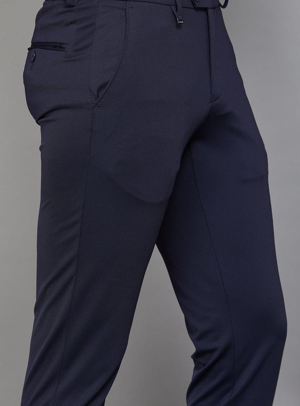 VAN HEUSEN Textured Super Slim Fit Formal Trousers