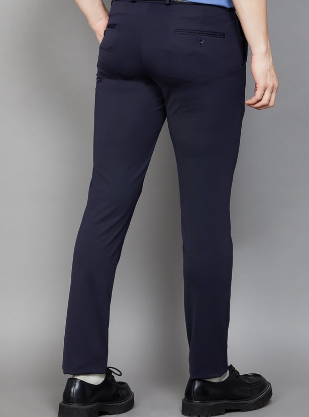 VAN HEUSEN Textured Super Slim Fit Formal Trousers