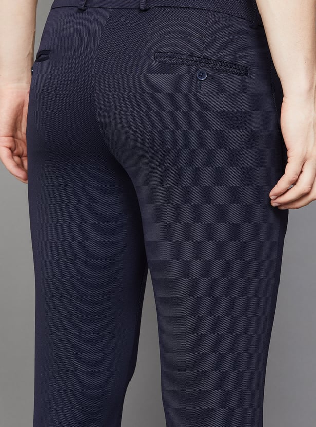 VAN HEUSEN Textured Super Slim Fit Formal Trousers