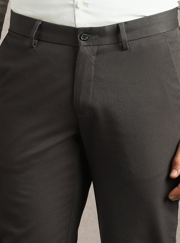 LOUIS PHILIPPE Solid Slim Straight Formal Trousers