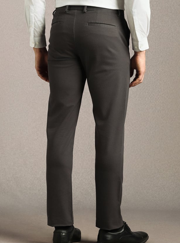 LOUIS PHILIPPE Solid Slim Straight Formal Trousers