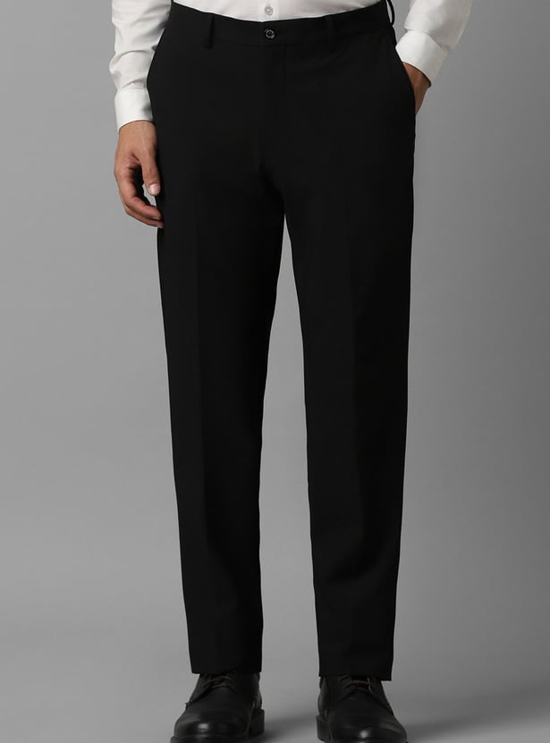LOUIS PHILIPPE Solid Slim Straight Formal Trousers