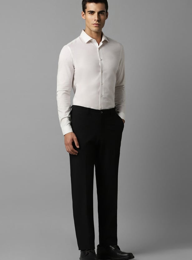 LOUIS PHILIPPE Solid Slim Straight Formal Trousers