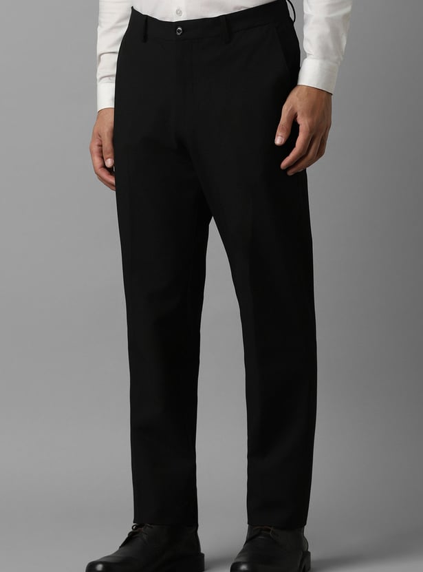 LOUIS PHILIPPE Solid Slim Straight Formal Trousers