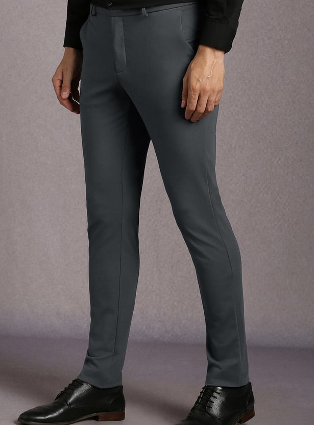 LOUIS PHILIPPE Solid Slim Tapered Formal Trousers