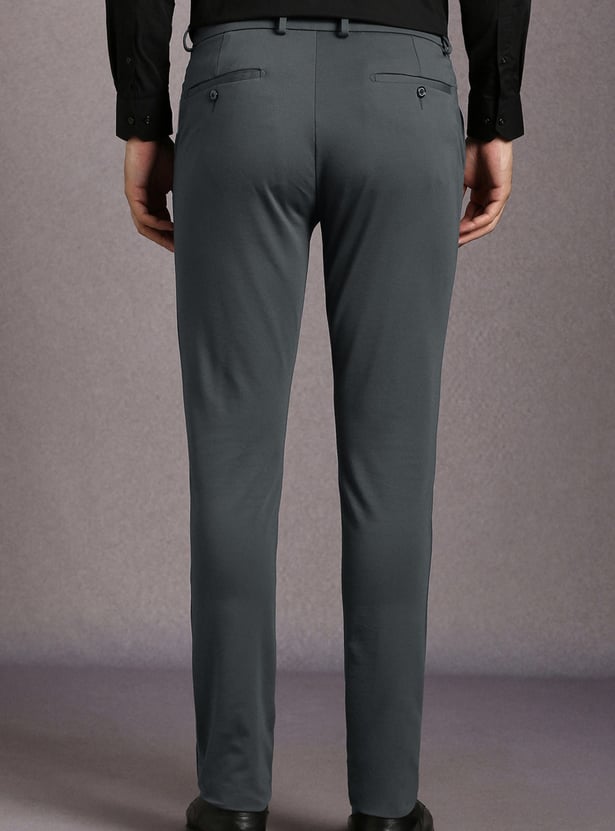 LOUIS PHILIPPE Solid Slim Tapered Formal Trousers