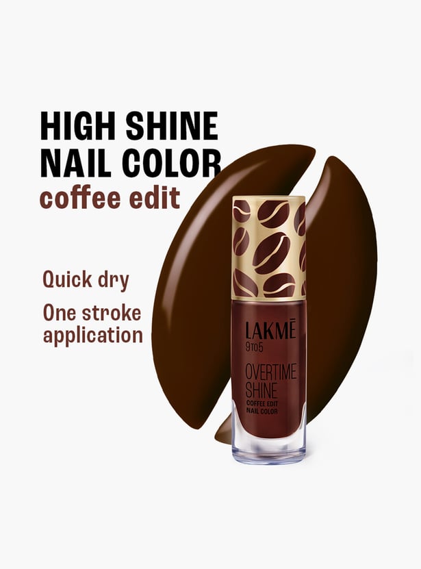 LAKME 9to5 Overtime Shine Coffee Edit Nail Colour - Americano Edge - 6ml