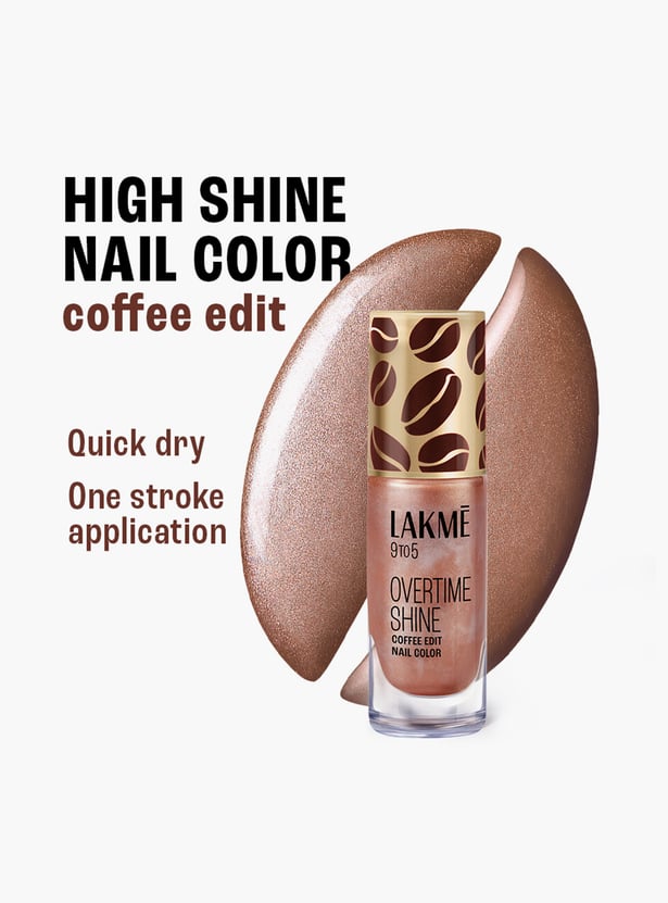 LAKME 9to5 Overtime Shine Coffee Edit Nail Colour - Toffee Crunch - 6ml