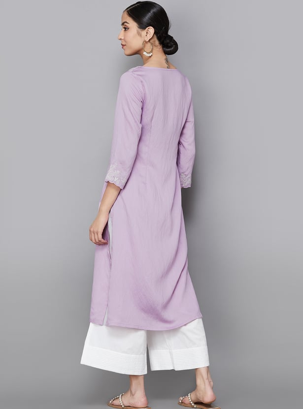 W Embroidered Sweetheart Straight Kurta
