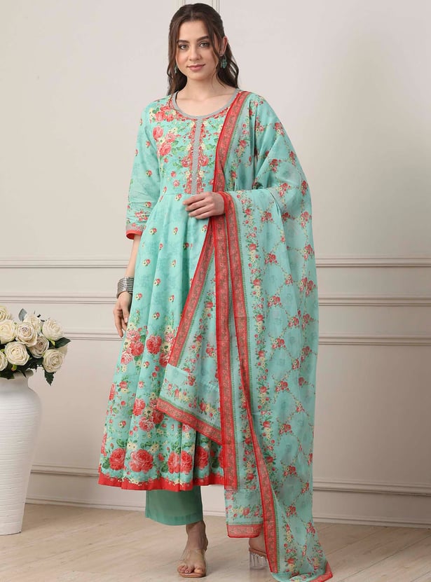 BIBA Floral Print Anarkali Kurta Set