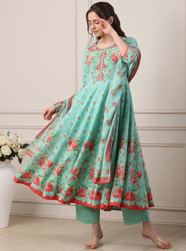 BIBA Floral Print Anarkali Kurta Set