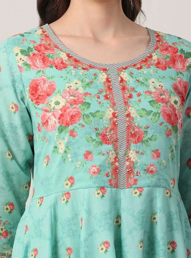 BIBA Floral Print Anarkali Kurta Set