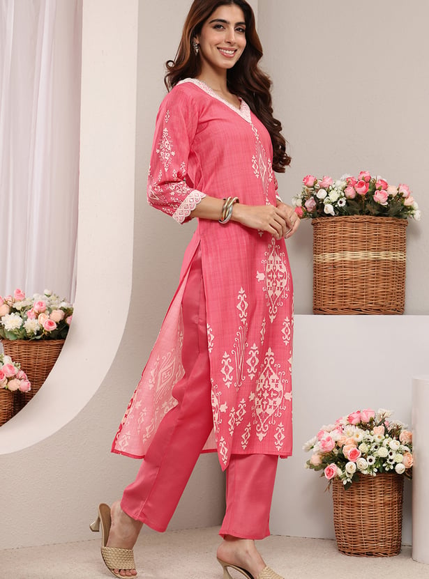 LIBAS Ethnic Motif Straight Kurta Set