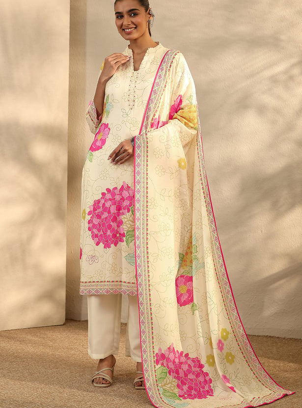 LIBAS Floral Print Straight Kurta Set