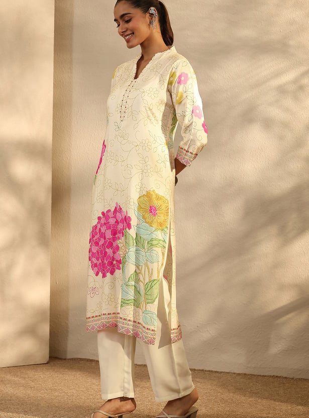 LIBAS Floral Print Straight Kurta Set