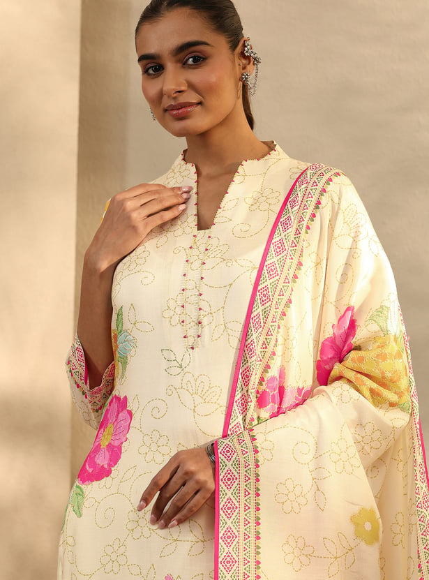 LIBAS Floral Print Straight Kurta Set