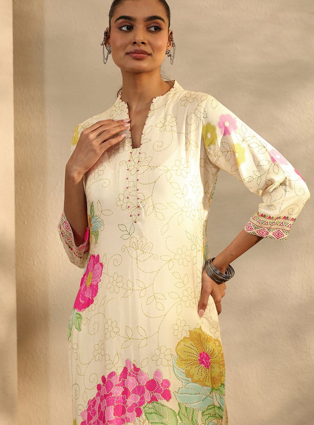 LIBAS Floral Print Straight Kurta Set