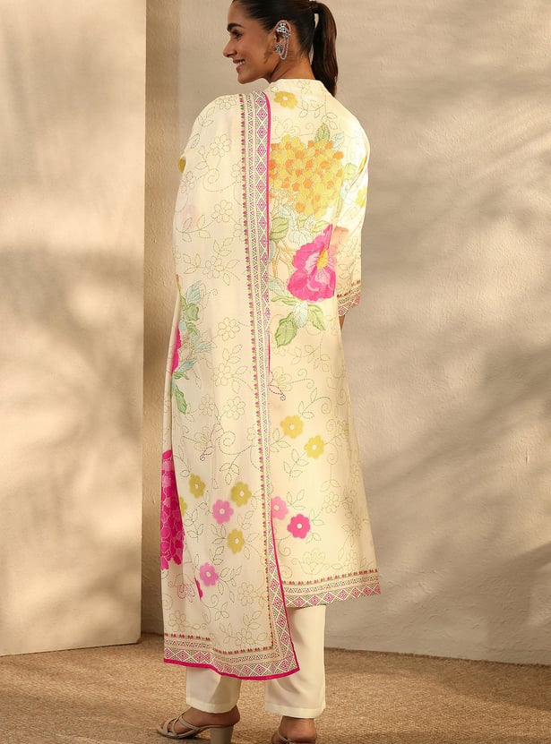 LIBAS Floral Print Straight Kurta Set