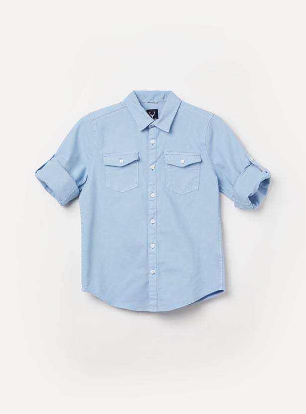 ALLEN SOLLY Boys Solid Full Sleeves Shirt