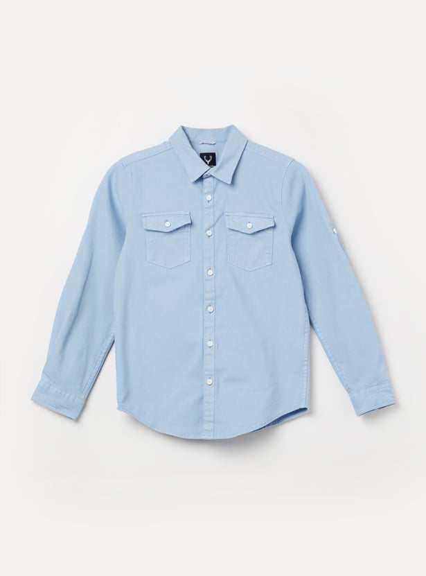 ALLEN SOLLY Boys Solid Full Sleeves Shirt
