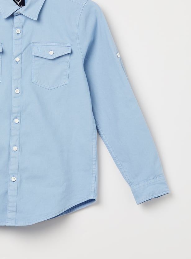 ALLEN SOLLY Boys Solid Full Sleeves Shirt