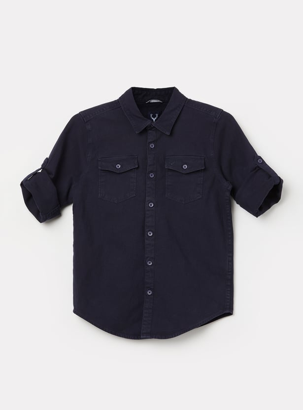ALLEN SOLLY Boys Solid Regular Fit Shirt