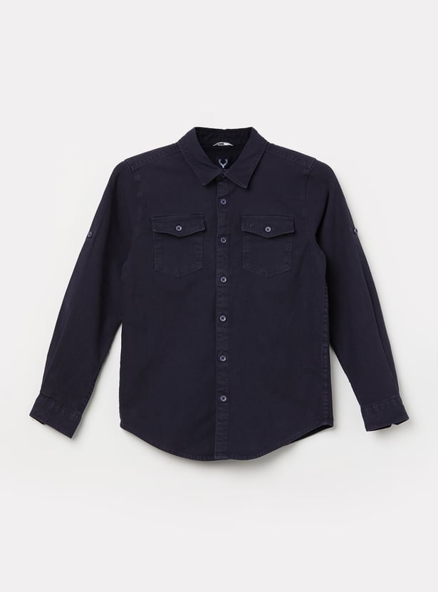 ALLEN SOLLY Boys Solid Regular Fit Shirt