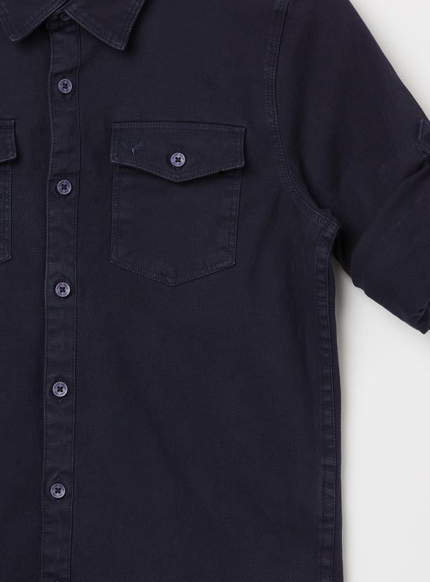 ALLEN SOLLY Boys Solid Regular Fit Shirt
