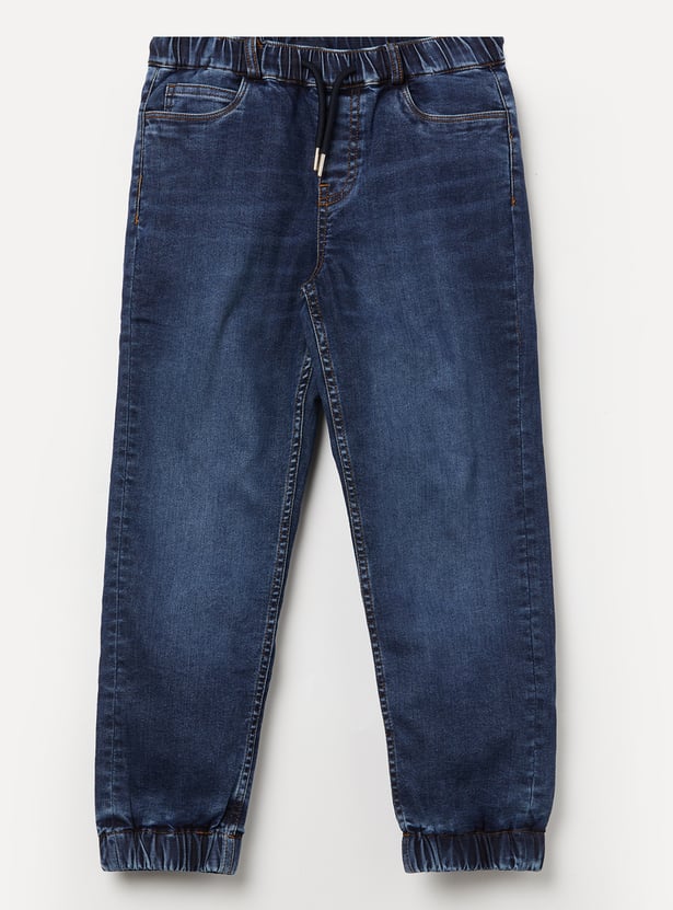 ALLEN SOLLY Boys Medium Wash Jogger Jeans