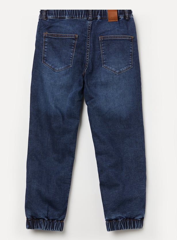 ALLEN SOLLY Boys Medium Wash Jogger Jeans