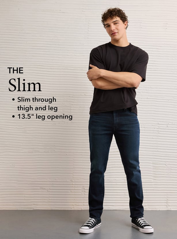 AMERICAN EAGLE Washed Slim Tapered Jeans