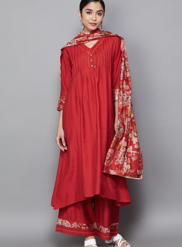 SPAN Solid A-line Kurta Set