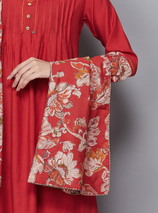 SPAN Solid A-line Kurta Set