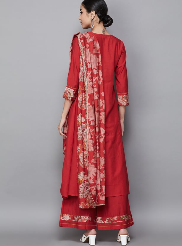 SPAN Solid A-line Kurta Set