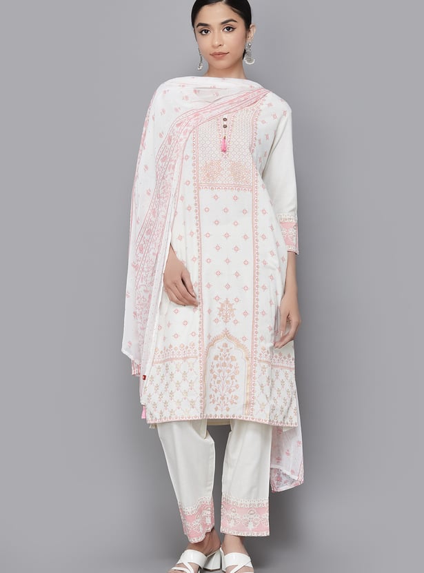 SPAN Printed Straight Kurta Set