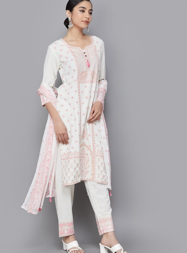 SPAN Printed Straight Kurta Set
