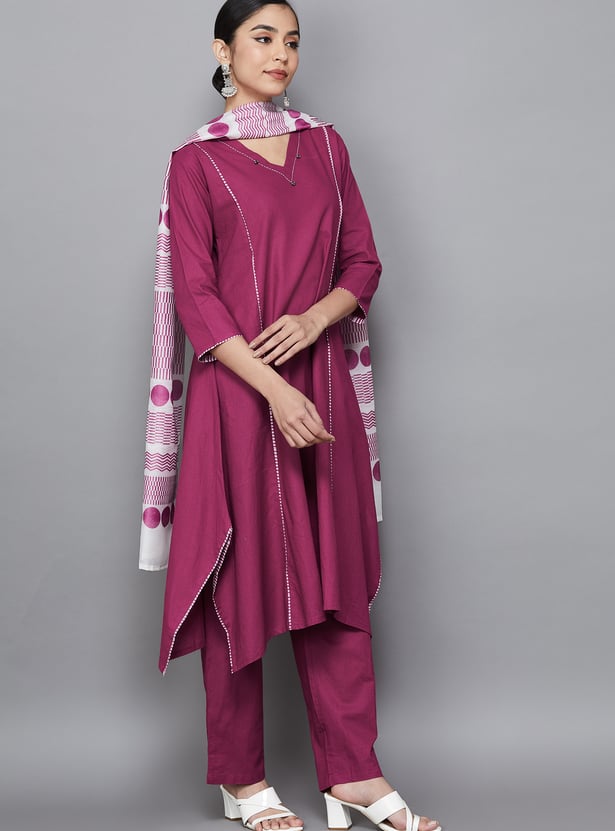 SPAN Solid A-line Kurta Set