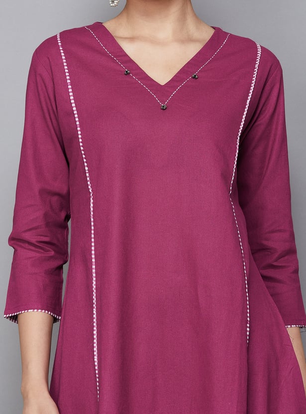 SPAN Solid A-line Kurta Set