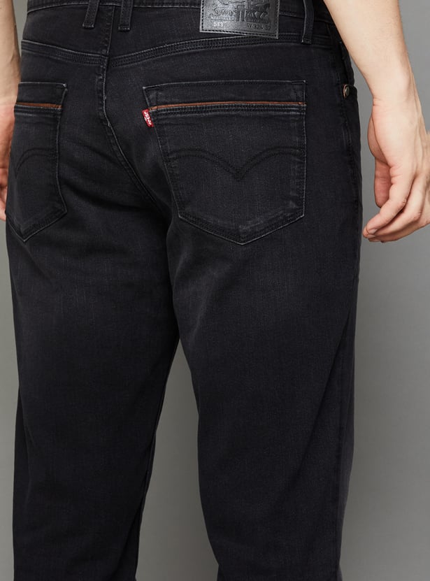 LEVI'S Solid Mid-Rise Regular Tapered Jeans