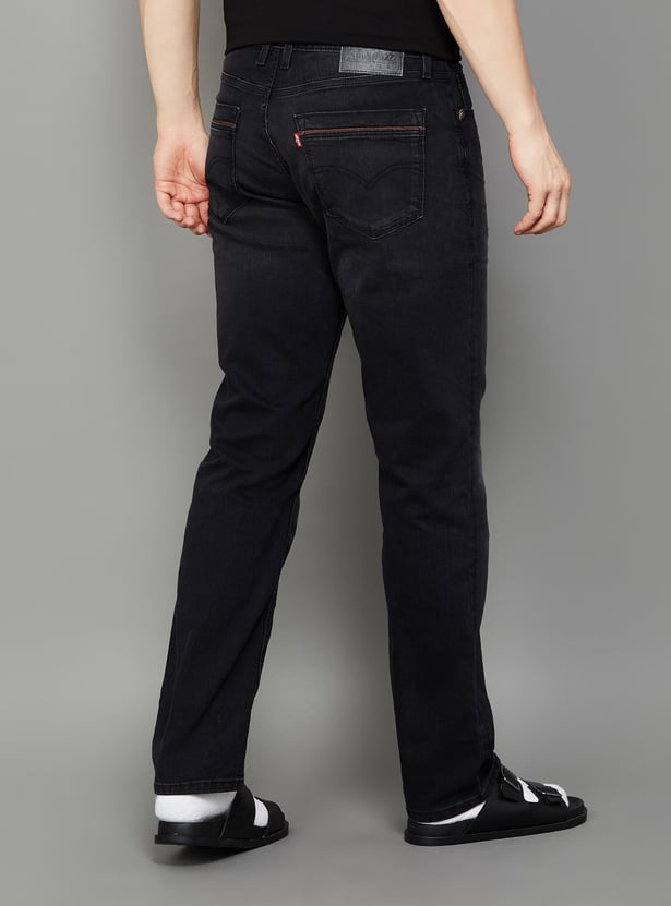 LEVI'S Solid Mid-Rise Regular Tapered Jeans
