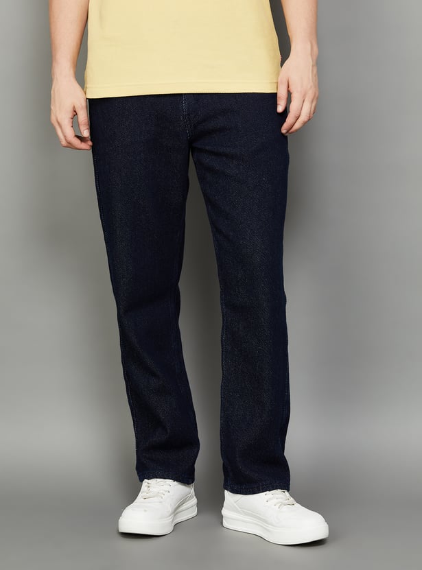 LEVI'S Solid Mid-Rise Regular Straight Jeans