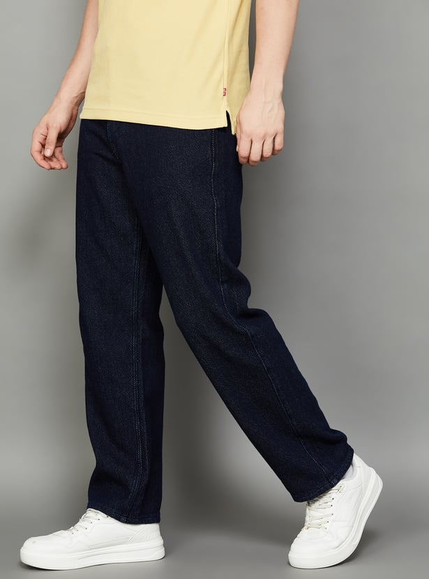 LEVI'S Solid Mid-Rise Regular Straight Jeans