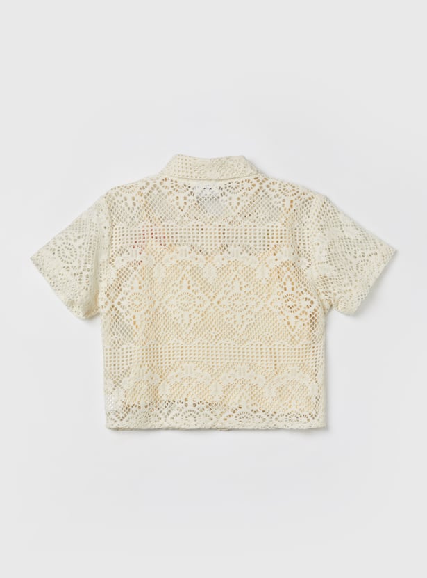 PEPPERMINT Girls Embroidered Top with Shorts and Inner Set