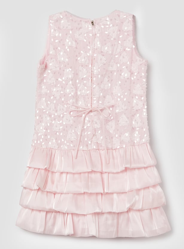 PEPPERMINT Girls Embroidered Layered Dress