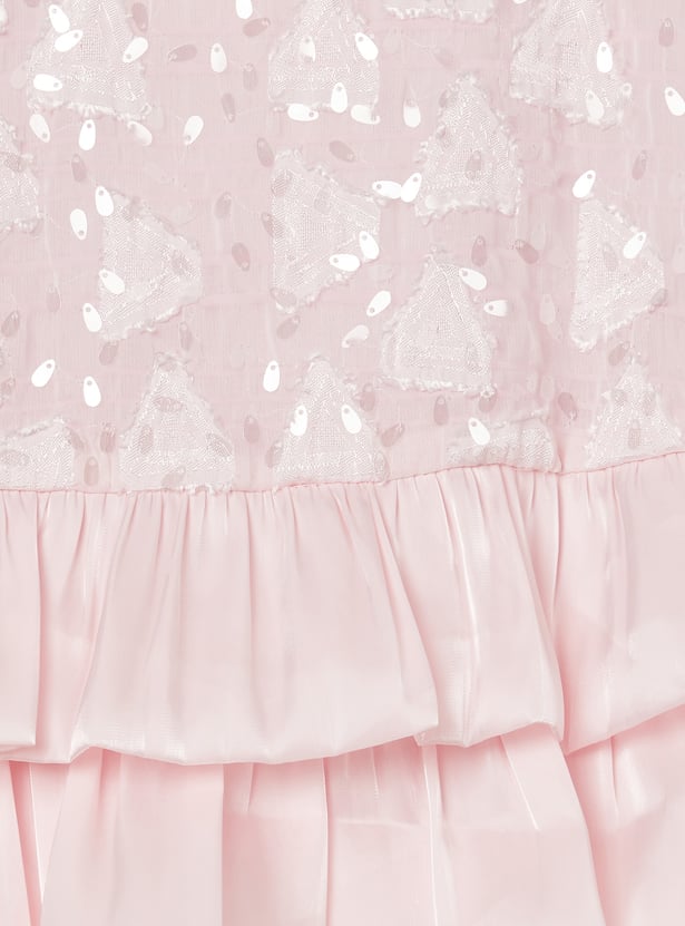 PEPPERMINT Girls Embroidered Layered Dress